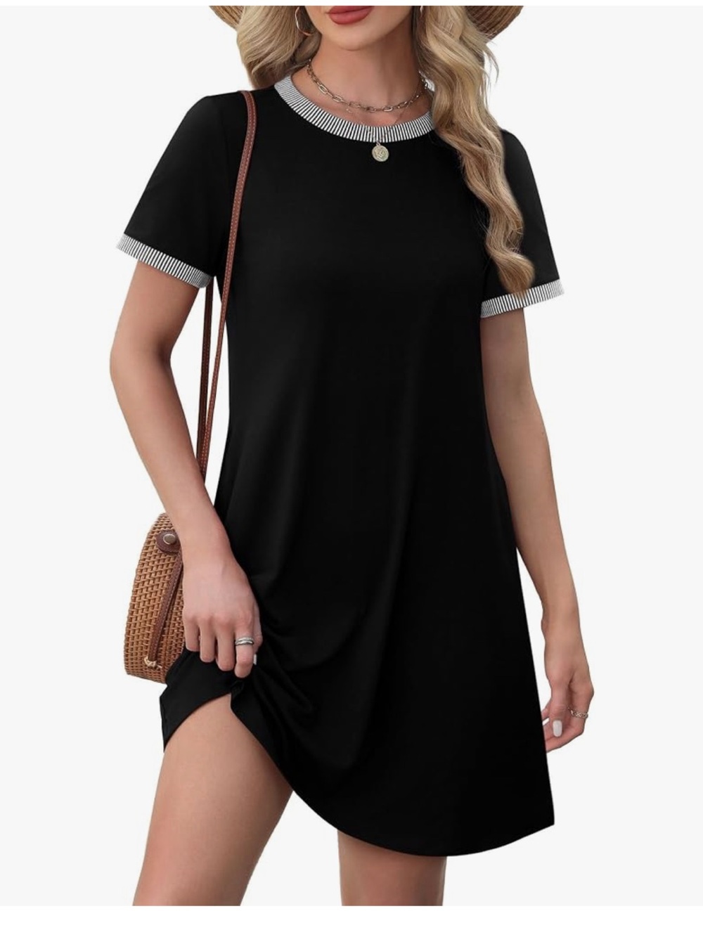 🆕 NWT - Women’s Short Sleeve T Shirt Dress- Size XL- black - Picture 5 of 9
